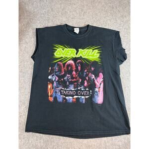 VINTAGE Y2K Overkill Band Shirt Men Black Taking Over Heavy Metal Graphic Tee XL